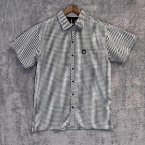 Drill Clothing Co Mens XXL Button Short Sleeve Shirt Black White Skull Work Read